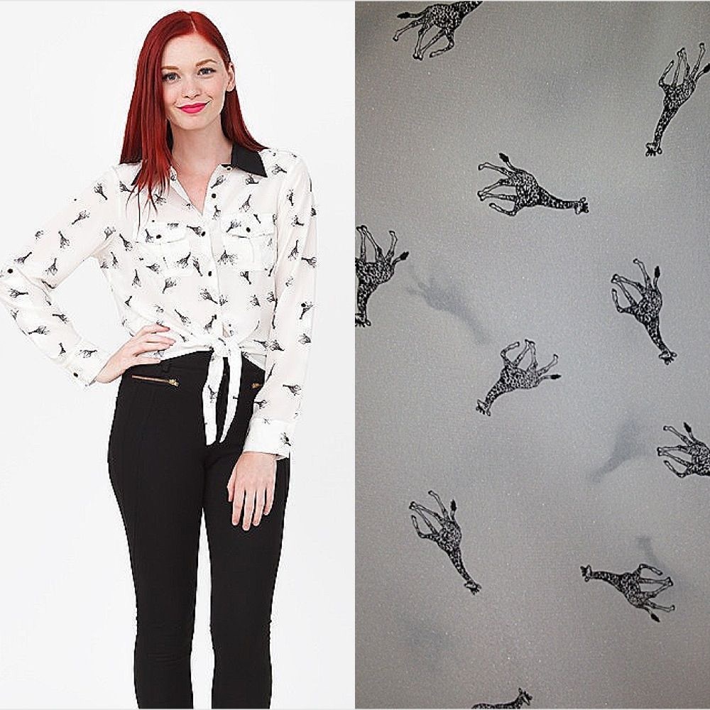 Yumi Kim giraffe silk shirt with tie, S